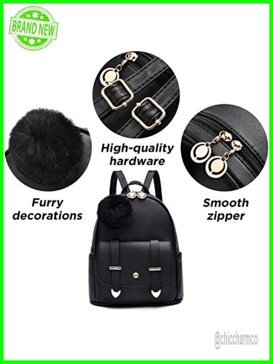 PU Leather Mini Backpack for Women Teen Girls Cute Adorable Daypack